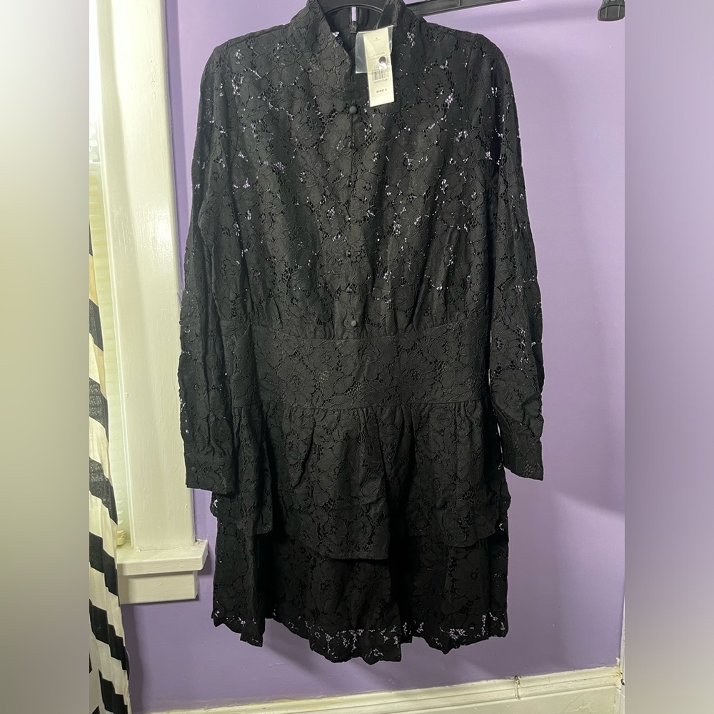 Fashion to Figure Madelyn Lace Ruffle Dress 0X NWT Y2K  unconventional lace LBD - Picture 3 of 5